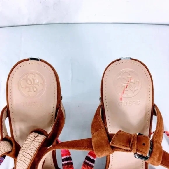 Guess Womens Strappy Cage Sandal Cariel Southwestern Lace Up Suede Size 9.5 - Picture 9 of 13